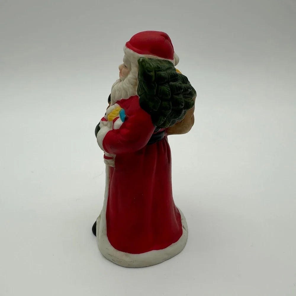 Vintage Santa Claus Figurine Ceramic Christmas Father Christmas Toy Bag 5.5